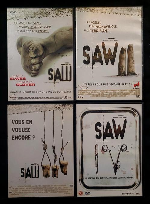4x DVD des films Saw 1 à 4 - Horreur, Hobby en Vrije tijd, Stempelen, Gebruikt, Ophalen of Verzenden
