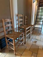 3 houten stoelen met rieten zitvlak, Huis en Inrichting, Stoelen, Ophalen, Gebruikt