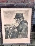 Lithographie Berger et ses moutons signe edmont Doumont, Antiquités & Art, Art | Lithographies & Sérigraphies, Enlèvement ou Envoi