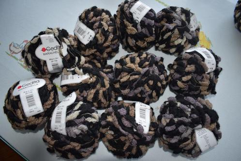 11 bollen breiwol Gedifra Marachella bruin zwart beige, Hobby en Vrije tijd, Breien en Haken, Nieuw, Breien, Wol of Garen, Ophalen of Verzenden