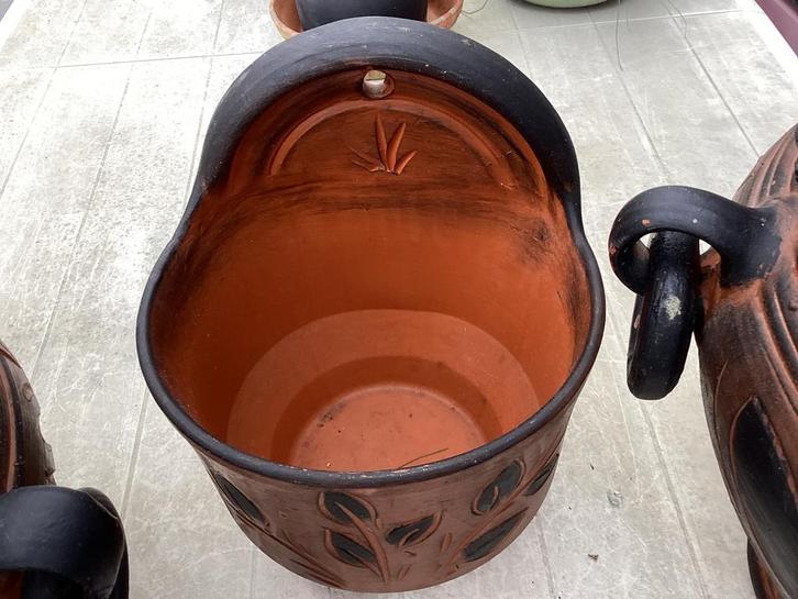 3 Stevige zware  mooie sierpotten, Tuin en Terras, Bloempotten, Zo goed als nieuw, Overige materialen, Balkon, Tuin, Rond, Ophalen