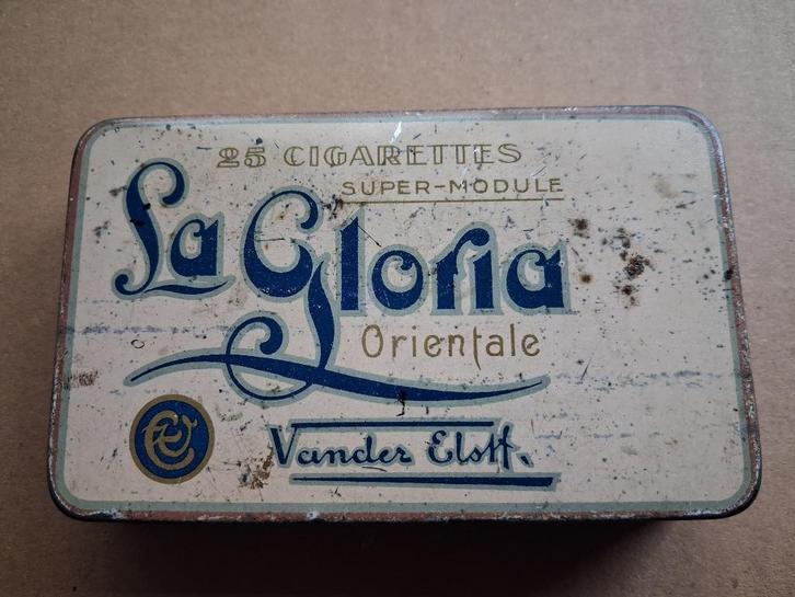 oude tabaksdoos VANDER ELST LA GLORIA, Verzamelen, Merken en Reclamevoorwerpen, Gebruikt, Reclamebord, Ophalen of Verzenden