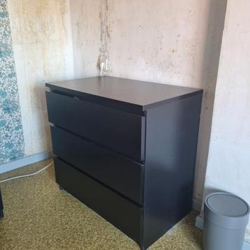 MALM IKEA Commode 3 tiroirs, brun noir, 80x78 cm beschikbaar voor biedingen