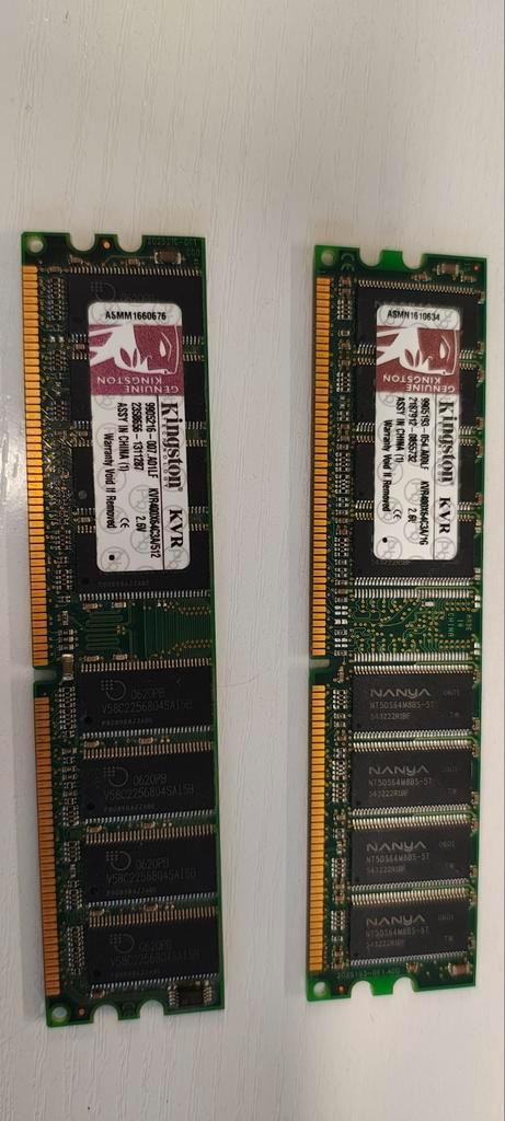 2 x Mémoire DDR1 Kingston 1Go, Informatique & Logiciels, Mémoire RAM, Utilisé, Desktop, 2 GB, DDR, Enlèvement ou Envoi
