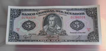 billet  Equateur - 5 quito 1988