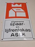 Emaille reclamebord ASLK, Verzamelen, Ophalen, Gebruikt, Reclamebord