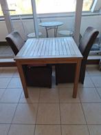eettafel  en 2 stoelen, Ophalen, Gebruikt, Vierkant, Teakhout