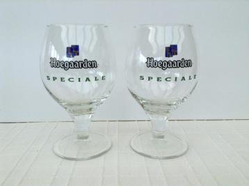 2 Vintage Hoegaarden Speciale kelkglazen blauw logo