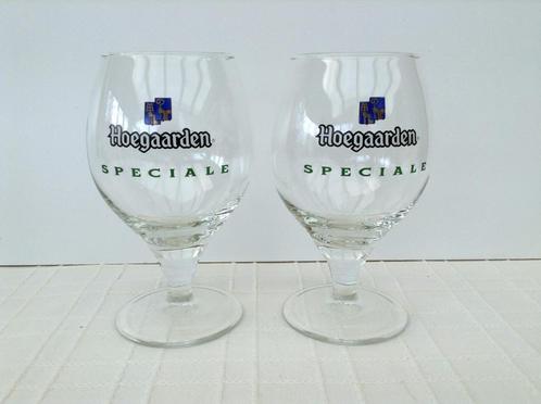 2 verres à calice vintage Hoegaarden Special avec logo bleu, Collections, Verres & Petits Verres, Comme neuf, Verre à bière, Enlèvement ou Envoi