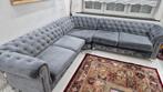 Canapés d’Angle 3+2 Places en Velours Gris, Enlèvement, Comme neuf, Quatre personnes ou plus, Tissus