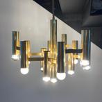 Kroonluchter van Gaetano Sciolari verguld messing Boulanger, Huis en Inrichting, Lampen | Kroonluchters, Ophalen, Gebruikt, Glas