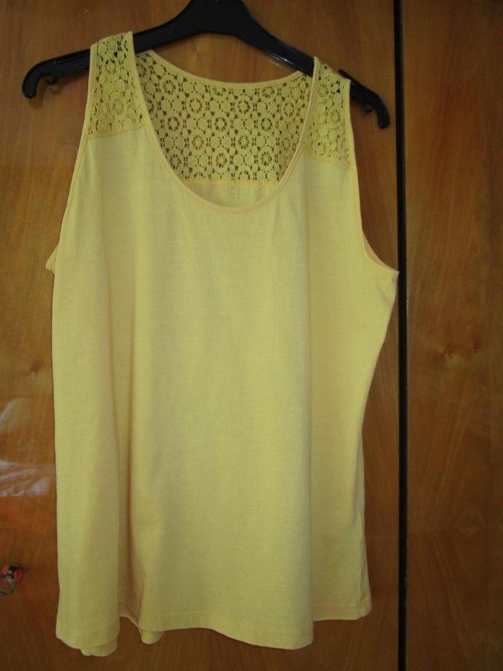 T-shirt 42/44, Kleding | Dames, T-shirts, Zo goed als nieuw, Maat 42/44 (L), Geel, Zonder mouw, Ophalen of Verzenden