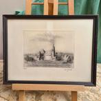 Pentekening van Kris Geniets van "Historisch Gebouw", Antiek en Kunst, Kunst | Tekeningen en Fotografie, Ophalen
