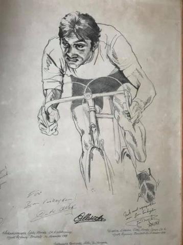 litho van Eddy Merckx door Jan Verheyden voor Louis Clicteur
