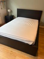 Bed IKEA Malm  bedframe 140 x 200 zwart met 4 opberglades, Huis en Inrichting, Ophalen, Zwart, 140 cm, Zo goed als nieuw