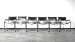 Set van 6 zwart tuigleer buisframe stoelen S34 van Mart Stam, Huis en Inrichting, Stoelen, Design, bauhaus, Gebruikt, Zwart, Ophalen of Verzenden