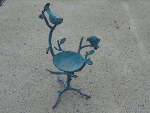 mangeoire pour oiseaux en bronze patiné vert ., Jardin & Terrasse, Maisons & Bains d'oiseaux, Neuf, Enlèvement ou Envoi