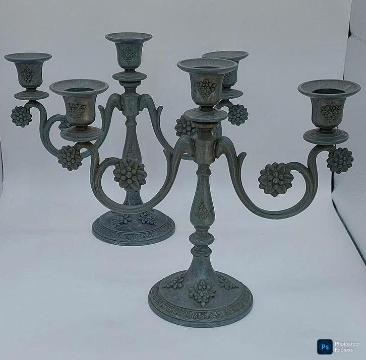 2 kandelaars vintage, Antiek en Kunst, Antiek | Kandelaars, Ophalen of Verzenden