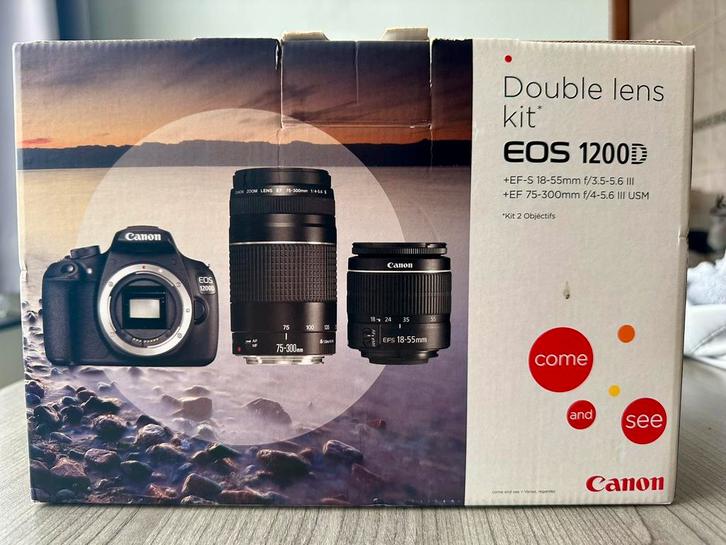 Canon Eos 1200D dubbele lens 18-55 mm + 75-300 mm, Audio, Tv en Foto, Fotocamera's Digitaal, Zo goed als nieuw, Spiegelreflex