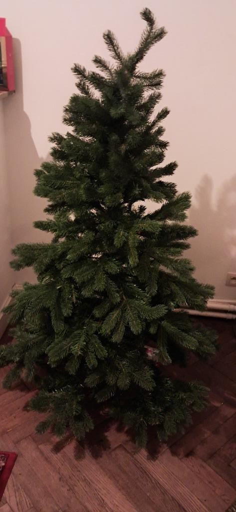 Kunststof kerstboom 150cm + deco, Huis en Inrichting, Kamerplanten, Overige soorten, 150 tot 200 cm, Ophalen