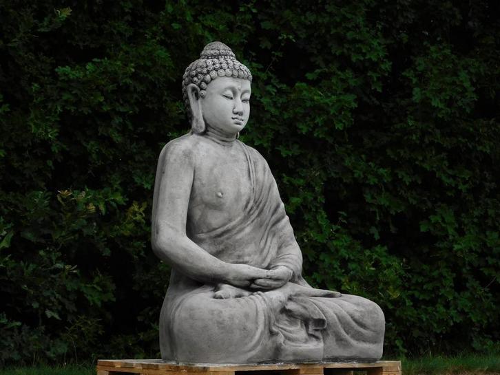 Boeddha Beeld XXL – 155 cm Hoog | Massief Stenen Tuinbeeld, Tuin en Terras, Tuinbeelden, Steen, Ophalen of Verzenden