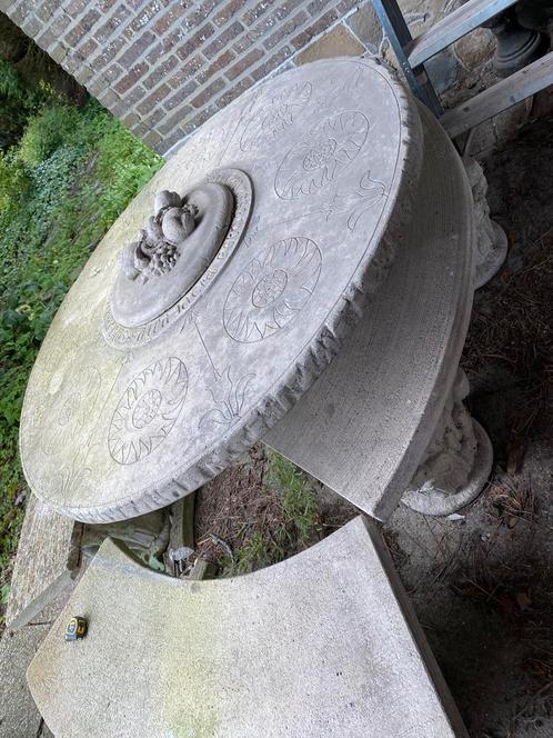 Antieke stenen ronde tuintafel, Tuin en Terras, Tuintafels, Gebruikt, Ophalen