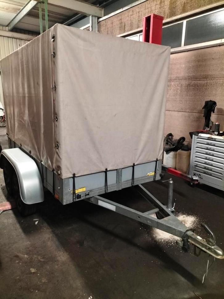 dubbelas aanhangwagen met huif, Autos : Divers, Remorques, Utilisé, Enlèvement