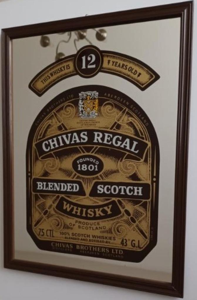 CHIVAS REGAL SCOTCH WHISKY 12 YEARS OLD - RECLAMESPIEGEL, Verzamelen, Merken en Reclamevoorwerpen, Gebruikt, Reclamebord, Ophalen of Verzenden