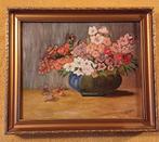 Olieverfschilderijtje op paneel  bloemen, Antiek en Kunst, Ophalen