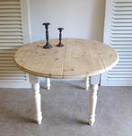 Witte landelijke ronde uitschuifbare tafel 117- 188 cm, Huis en Inrichting, Ophalen, 100 tot 150 cm, Rond, Zo goed als nieuw