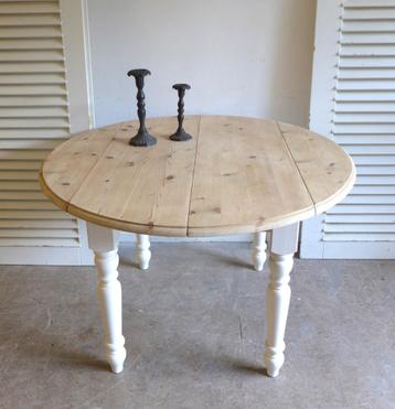 Witte landelijke ronde uitschuifbare tafel 117- 188 cm 