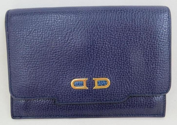 Delvaux portefeuille paars blauw gesloten : b 14 x h 10 cm, Handtassen en Accessoires, Portemonnees, Gebruikt, Overige merken