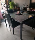 table de salle a manger métallique noire verre fumé, Maison & Meubles, Tables | Tables à manger, 100 à 150 cm, Cinq personnes ou plus