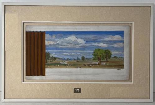 gouache signe gustave camus, Antiek en Kunst, Kunst | Schilderijen | Klassiek, Ophalen of Verzenden