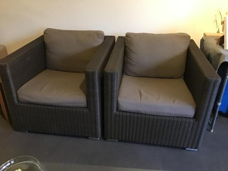 Rotan zetel van design merk Cane-Line, Huis en Inrichting, Zetels | Zetels, Zo goed als nieuw, Rechte bank, Eenpersoons, Riet of Rotan