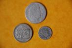 oude ZILVEREN munten : 2 x France, 1 x België, Setje, Zilver, Zilver, Verzenden