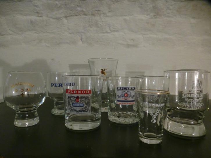 VINTAGE GLAZEN PERNOD / RICARD / GANCIA / enz, Verzamelen, Glas en Drinkglazen, Zo goed als nieuw, Overige typen, Ophalen of Verzenden