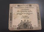 1793 France 15 sols billet de banque série 12, Envoi, France, Billets en vrac