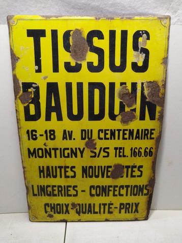 Ancienne plaque émaillée de 1950, Collections, Enlèvement ou Envoi, Utilisé, Panneau publicitaire