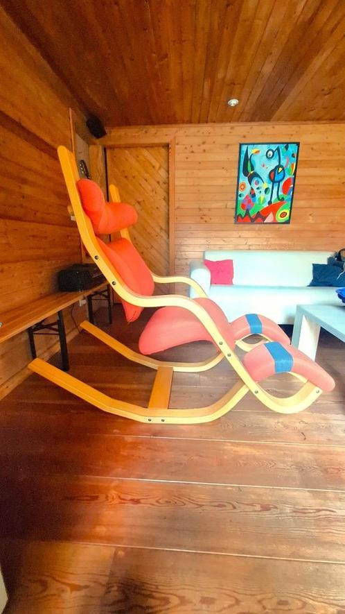 Varier / Stokke Gravity relaxzetel. Zero gravity zetel., Huis en Inrichting, Fauteuils, Gebruikt, Hout, Stof, 50 tot 75 cm, 125 tot 150 cm