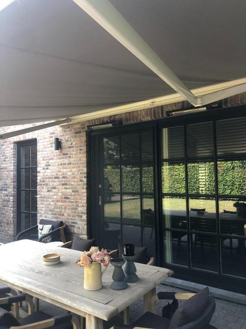 zonnescherm electrisch 440x350 cm uitval & 2 verwarmingselem, Tuin en Terras, Zonneschermen, Zo goed als nieuw, Knikarmscherm