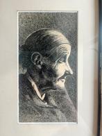 Bijzondere antieke Ets van een Oude Dame!, Antiek en Kunst, Kunst | Etsen en Gravures, Ophalen of Verzenden