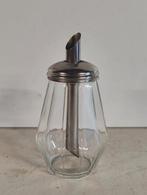 Oude vintage glazen suikerpot met metalen deksel, Ophalen of Verzenden