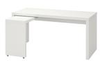 Bureau met uittrekbaar blad, wit, 151x65 cm, Ophalen, Gebruikt, Bureau
