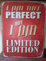 plaque en métal vintage "I am not perfect but I am limited e, Gebruikt, Ophalen