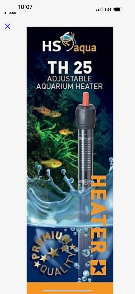 HS Aqua Glass Aquarium Heater & Protector TH-25, Dieren en Toebehoren, Vissen | Aquaria en Toebehoren, Zo goed als nieuw, Verlichting of Verwarming