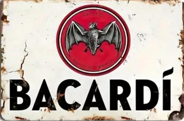 Panneau vintage avec logo Bacardi - Mancave Poolhouse neuf, Collections, Marques & Objets publicitaires, Neuf, Panneau publicitaire