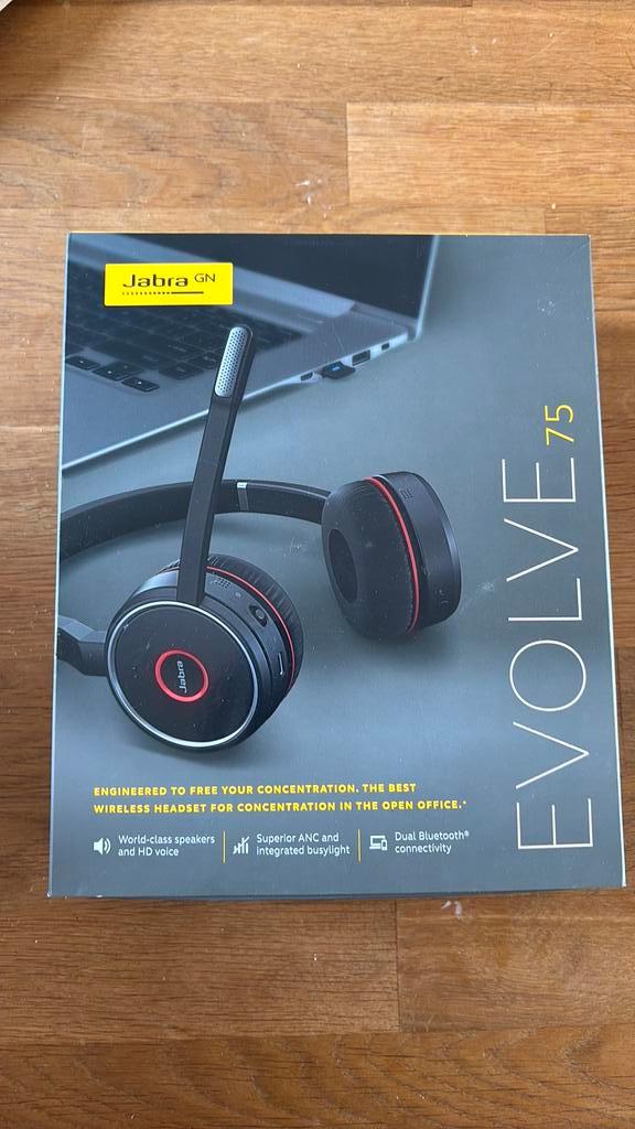 Jabra Evolve 75, Audio, Tv en Foto, Hoofdtelefoons, Nieuw, Op oor (supra aural), Draadloos, Bluetooth, Ophalen of Verzenden