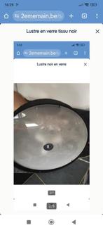 Lustre en verre tissu noir, Ophalen, Gebruikt, Glas