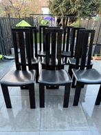 Zwarte leren stoel, Huis en Inrichting, Ophalen, Gebruikt, Zwart, Leer